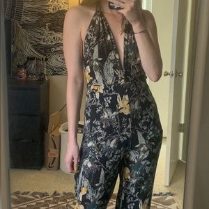 Backless Floral Jumpsuit